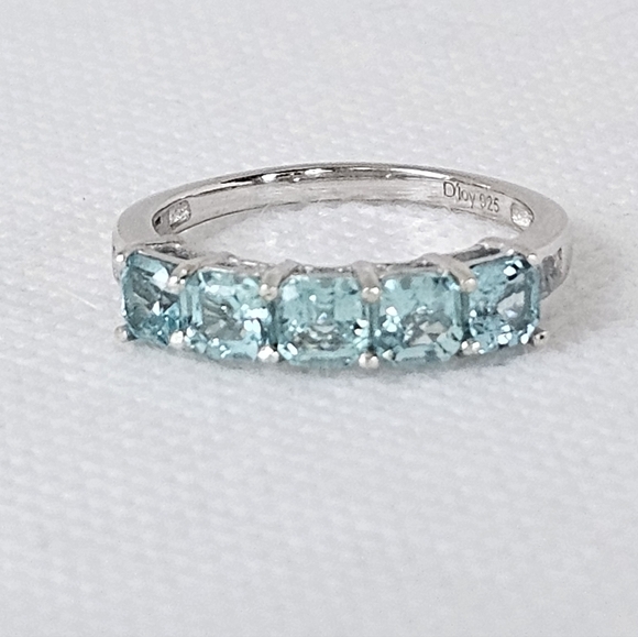 Gem Treasures Jewelry - Genuine 5 Stone Apatite Ring Sterling Silver Rhodium Overlay Size 7! New